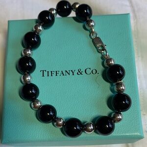 TIFFANY Vintage Bracelet Onyx Sterling Silver 925 with box